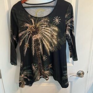 Black and Gold Palm Tree Women's Top